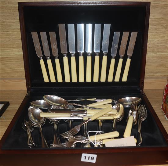 A Mappin and Webb princes plated canteen flatware, six place, 58 pieces